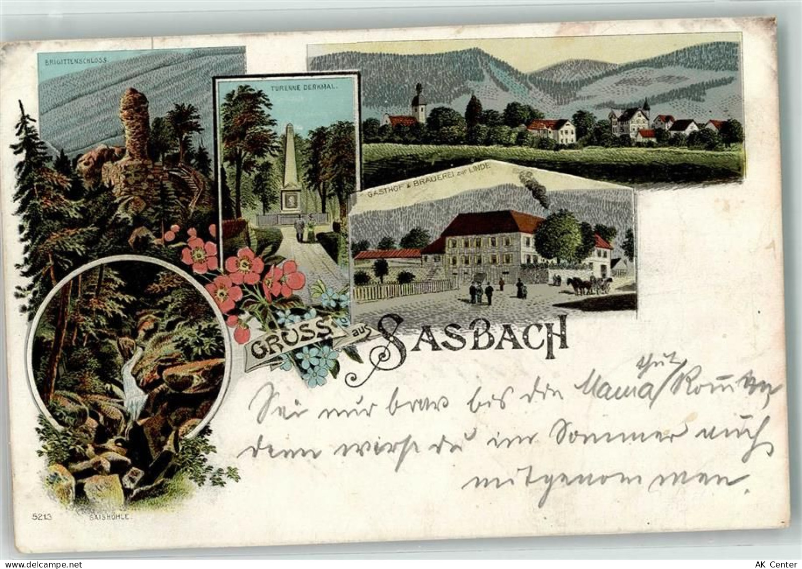 79361 W7831 Sasbach , Kaiserstuhl 1898 Lithographie Turenne Denkmal Gast... - 13609995
