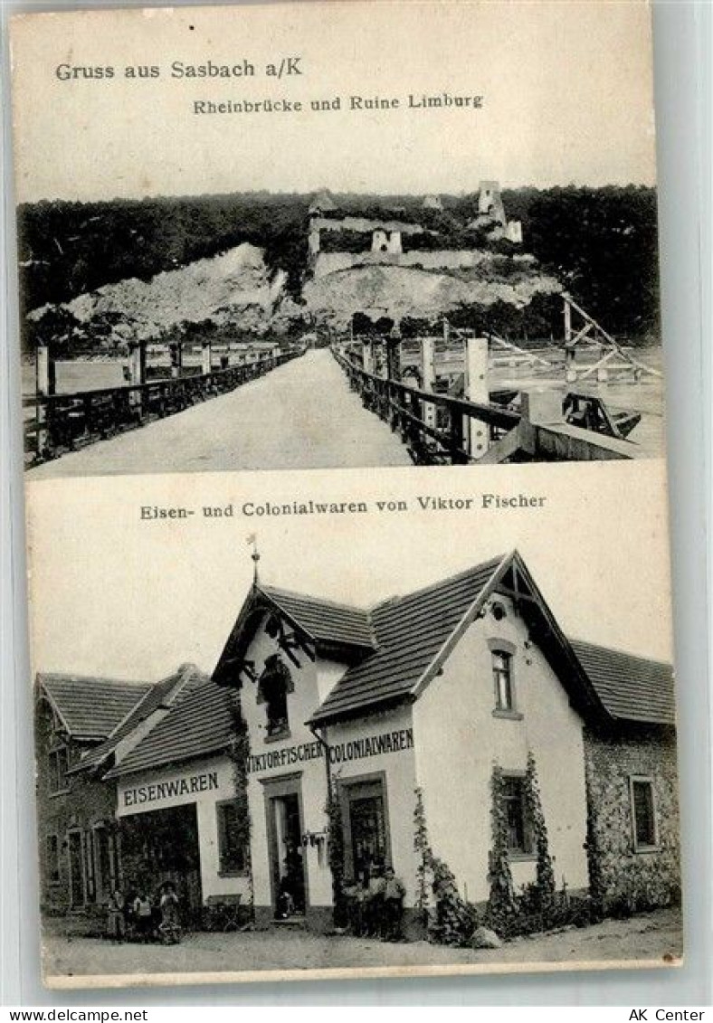79361 W7831 Sasbach , Kaiserstuhl 1914 - Rheinbrücke Ruine Limburg Eisen... - 13667516