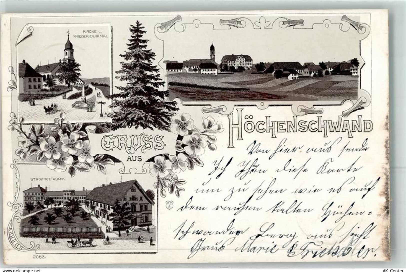 79862 W7821 Höchenschwand 1899 Lithographie Kirche Kriegerdenkmal Strohh... - 13614209
