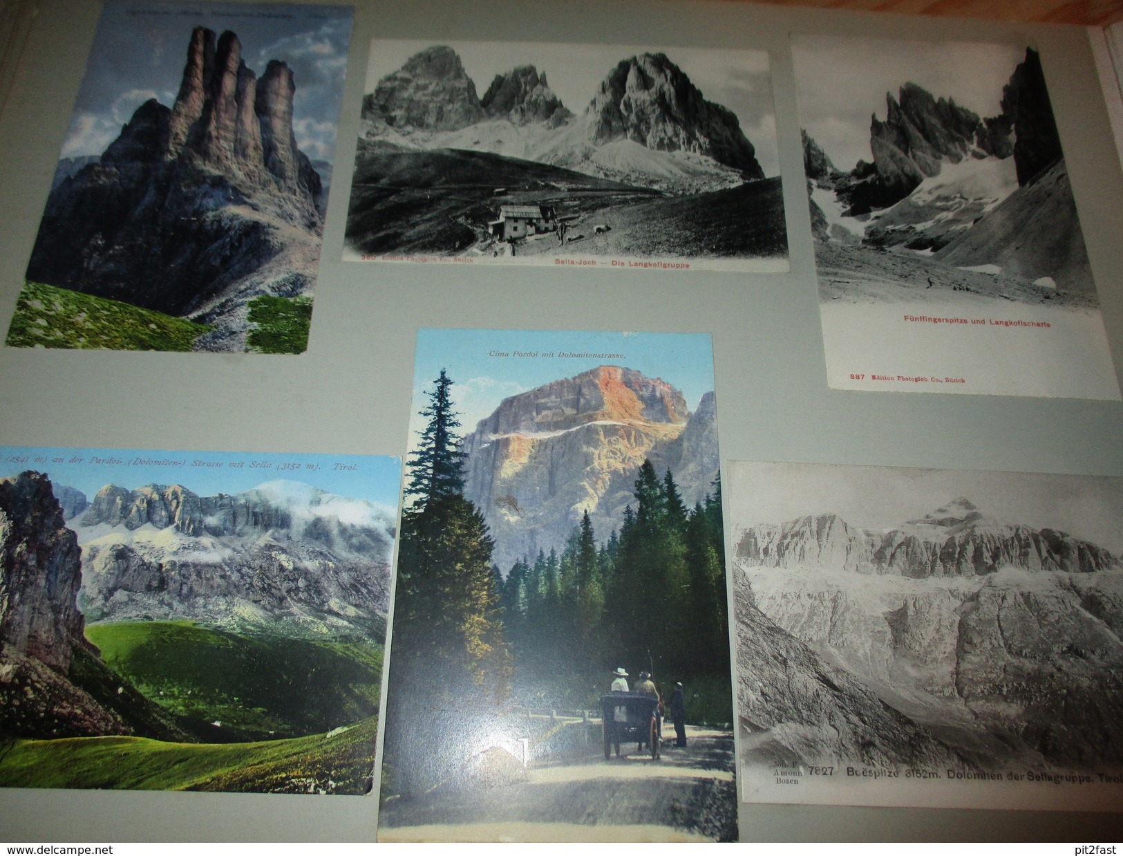 7x Ansichtskarte Sellajoch , Sella , Gröden Albumseite , ca. 1909 , Album , Postkarte , AK !!!