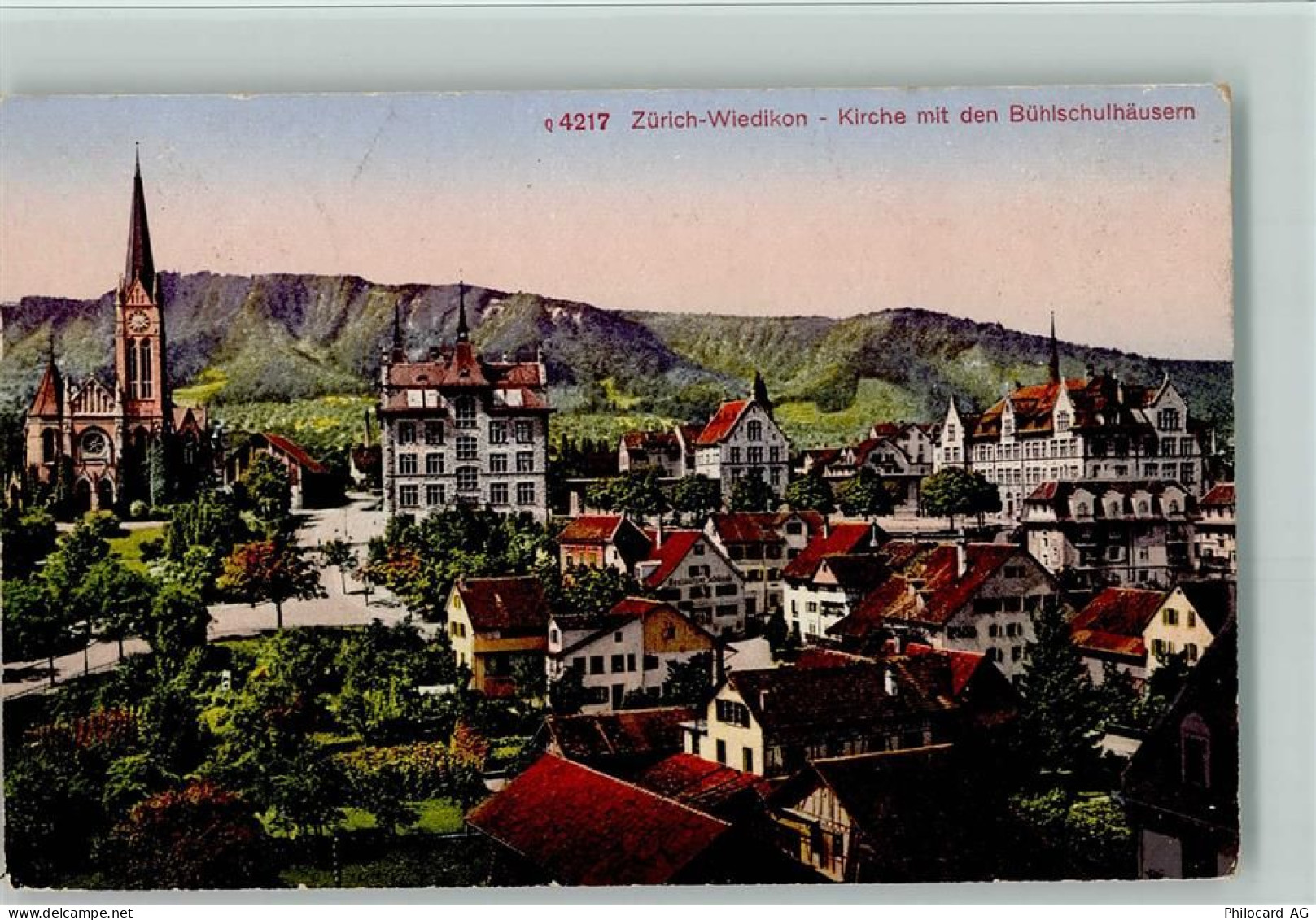 8000 Wiedikon Zürich 1921 - Kirche mit Bühlschulhäusern - 13085474