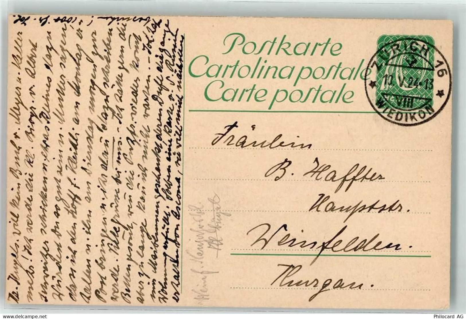 8000 Wiedikon Zürich Ganzsache - 39369754