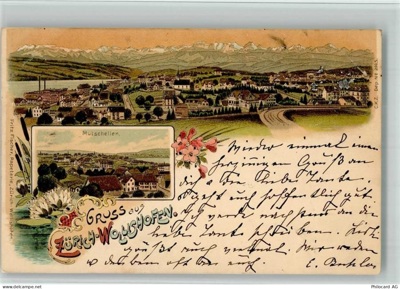 8000 Wollishofen Zürich 1899 BOAKC Lithographie Mutschellen Verlag Künzl... - 13702363