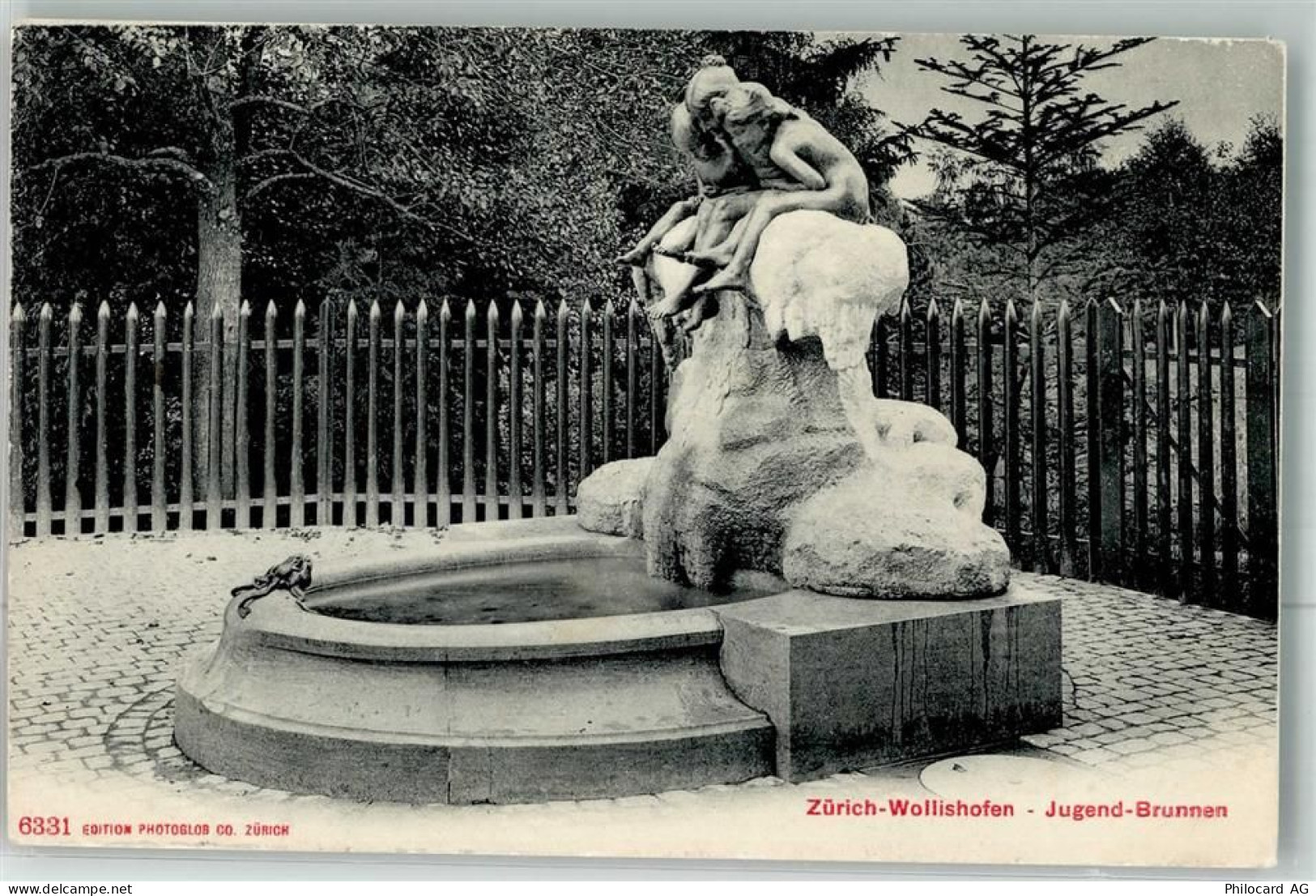 8000 Wollishofen Zürich 1906 Foto AK Denkmal Jugend-Brunnen - 38023288