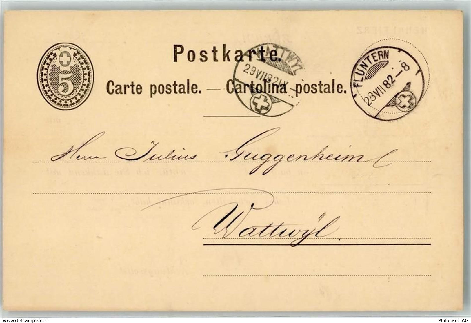 8000 Zürich 1882 Ganzsache Fluntern - 39367941