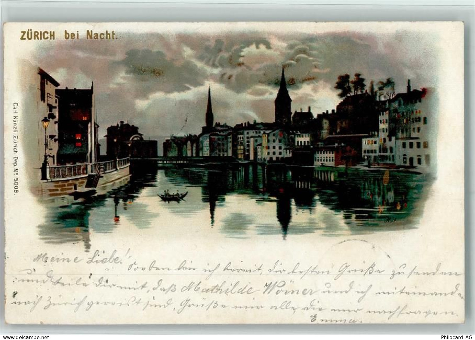 8000 Zürich 1900 Lithographie Zürich bei Nacht - 13110328