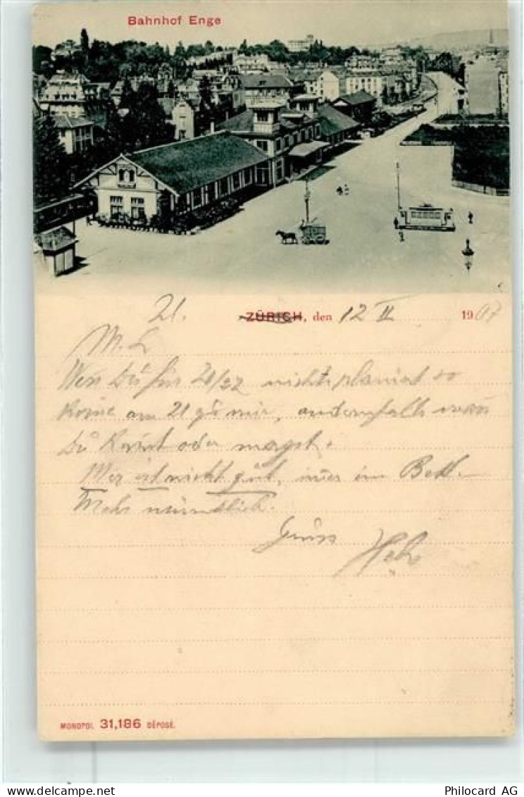 8000 Zürich 1907 - Straßenbahn Bahnhof Enge - 52039089