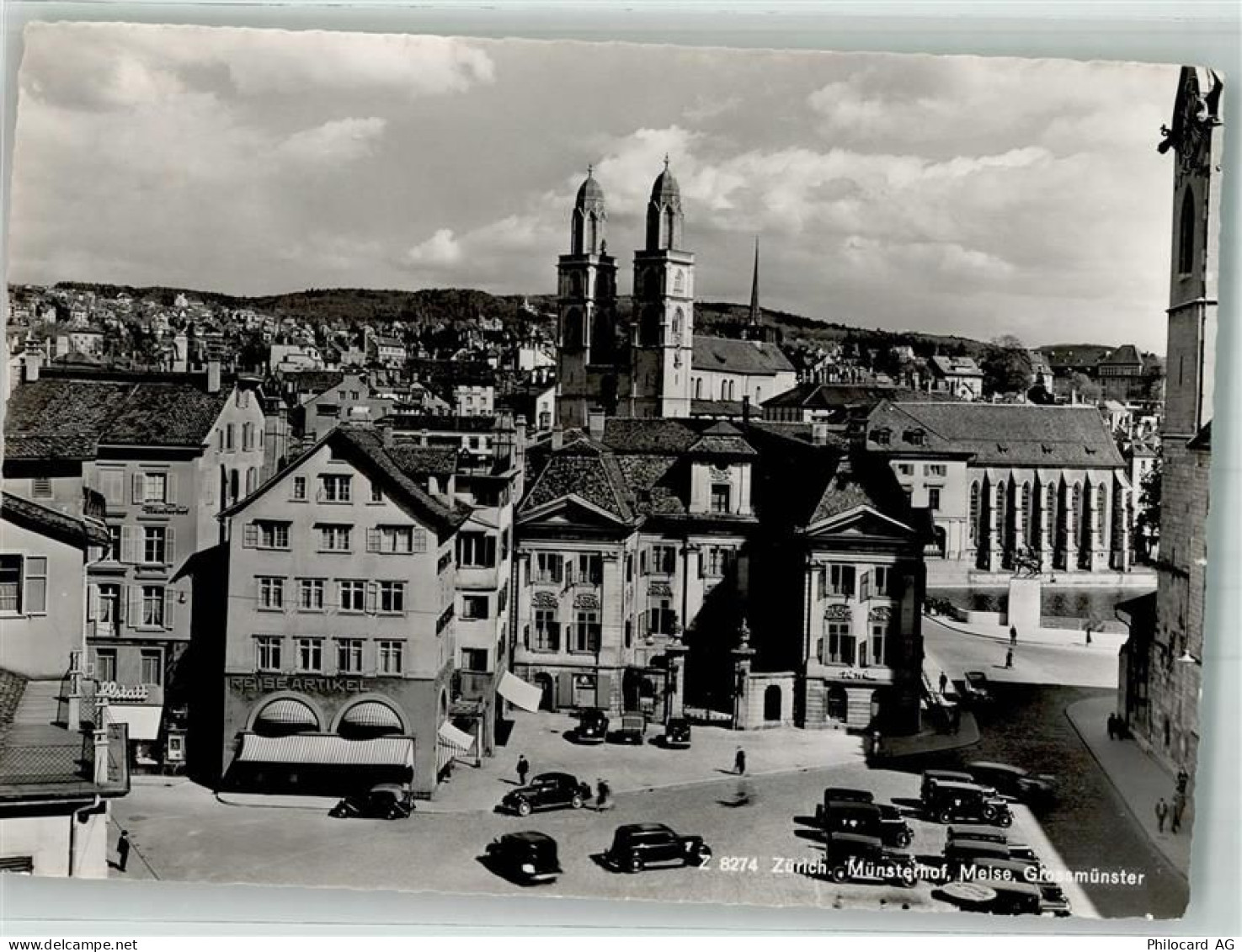 8000 Zürich 1954 Foto AK Münsterhof Meise Grossmünster Kirche Auto - 38061848