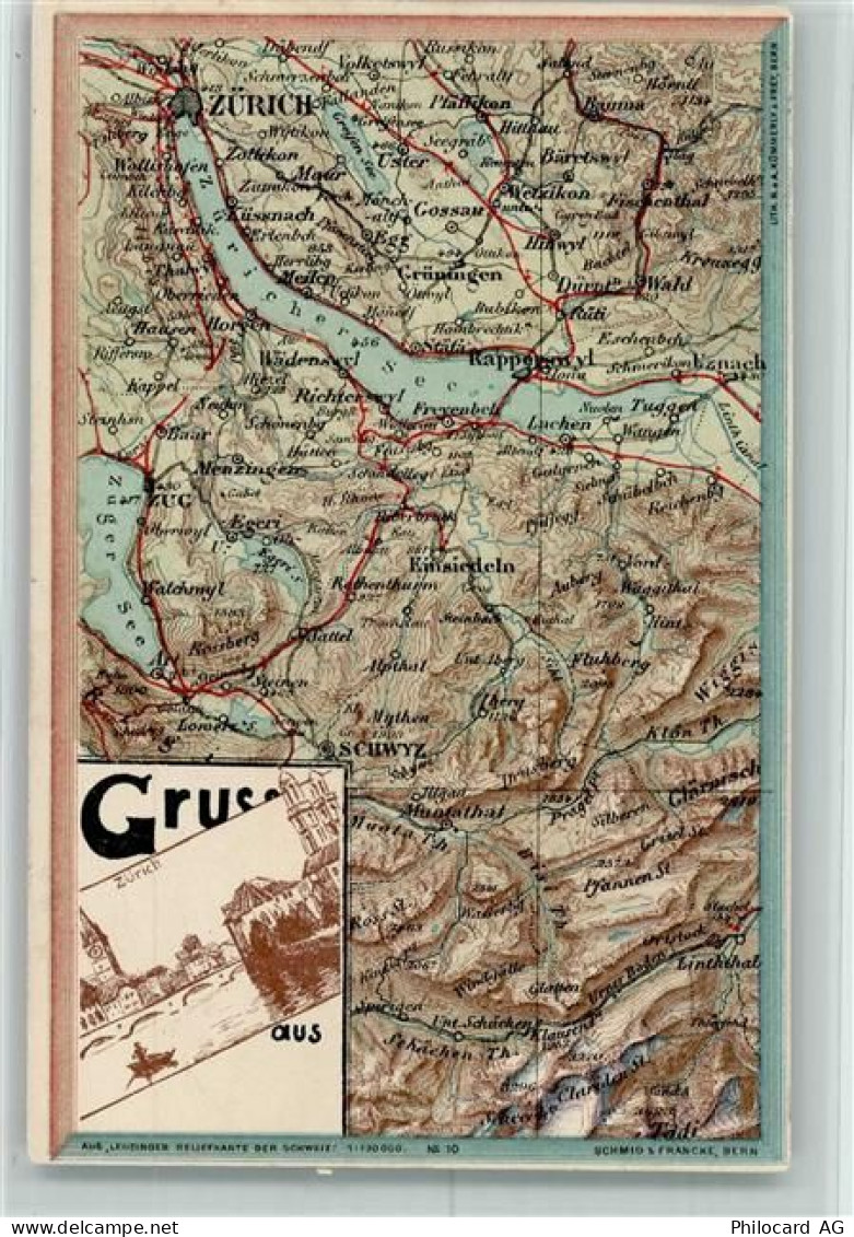 8000 Zürich - Landkarte Zürich Zürichersee - 13109536