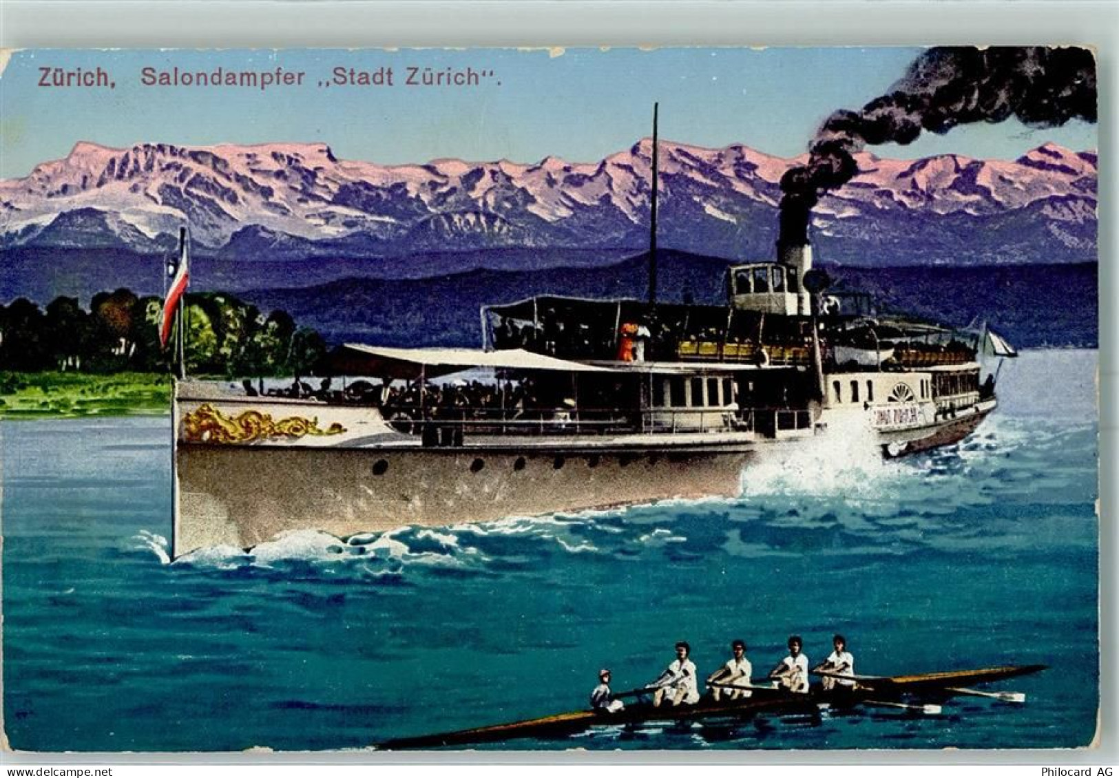 8000 Zürich - Salondampfer Stadt Zürich Ruderboot Morgenrot - 10395903