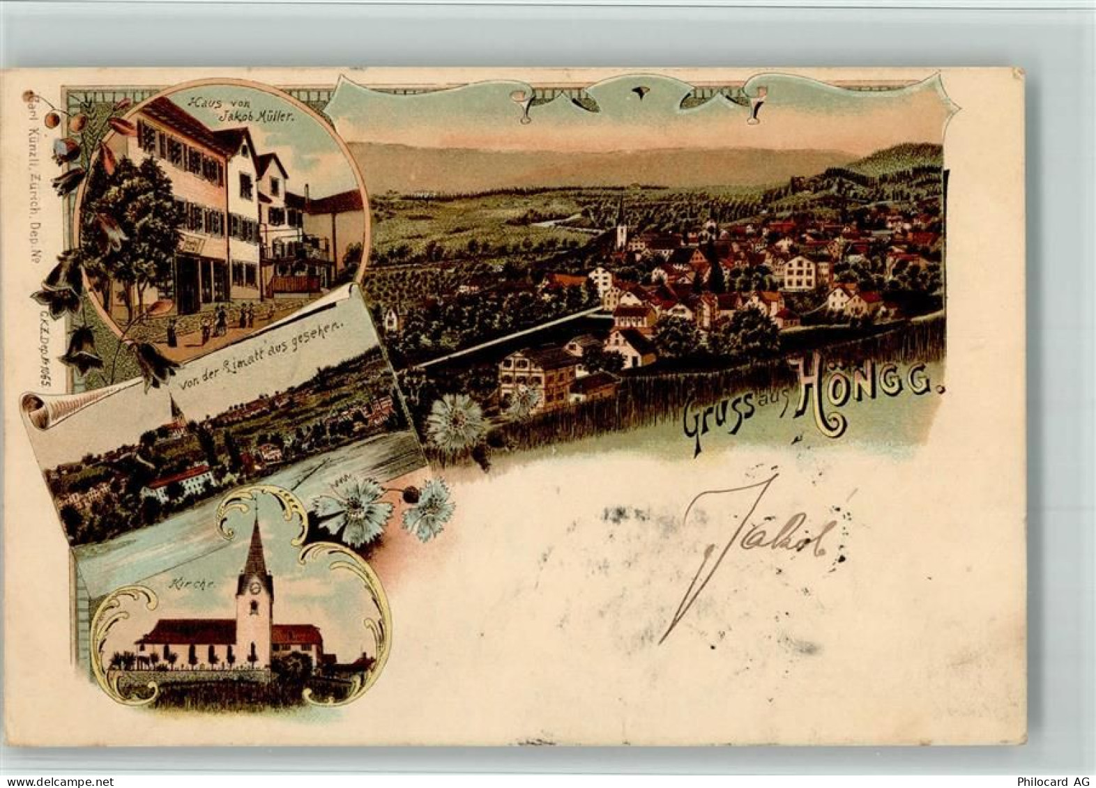 8049 Höngg 1898 BOAKC Haus Jakob Müller Lithographie - 13700402