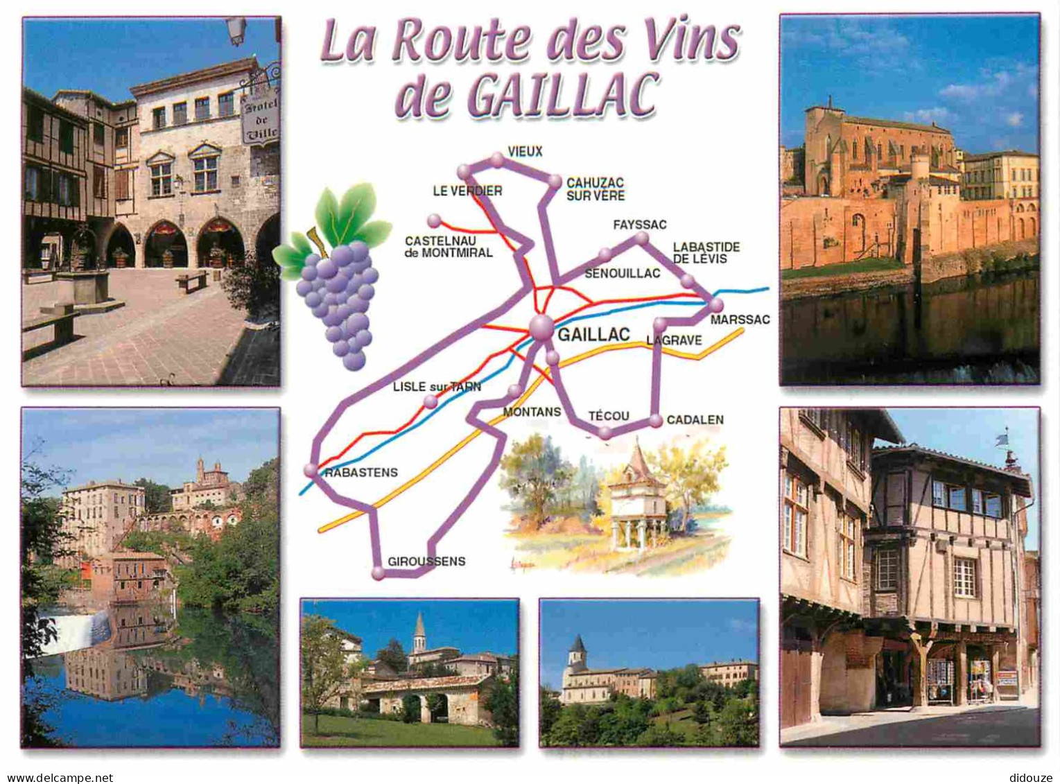 81 - Gaillac - La route des vins de Gaillac - Multivues - Carte géographique - CPM - Voir Scans Recto-Verso