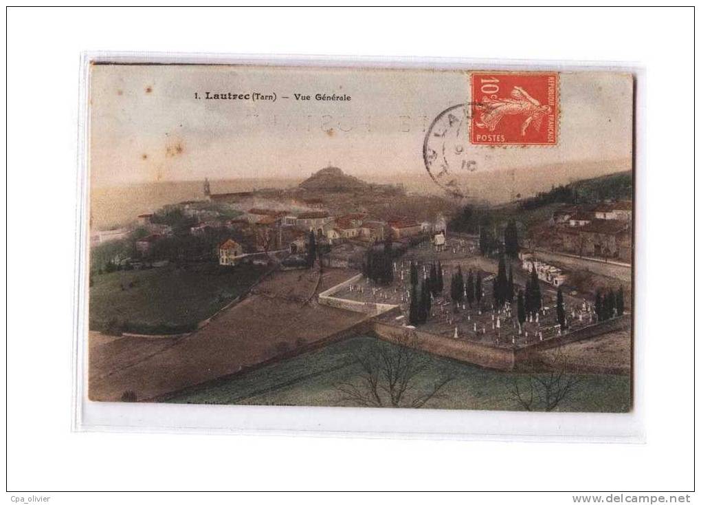 81 LAUTREC Vue Générale, Cimetière, colorisée, ed ?, 1910