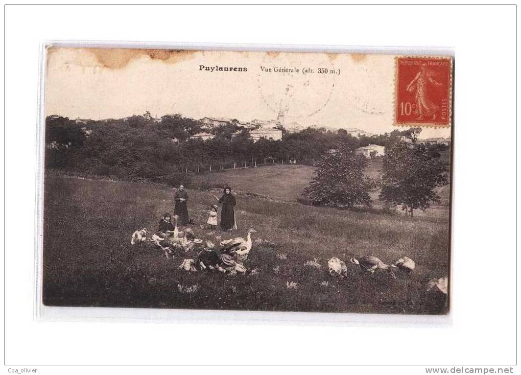 81 PUYLAURENS Vue Générale, animée, Gardeuse d'Oies, ed Méric, 191?