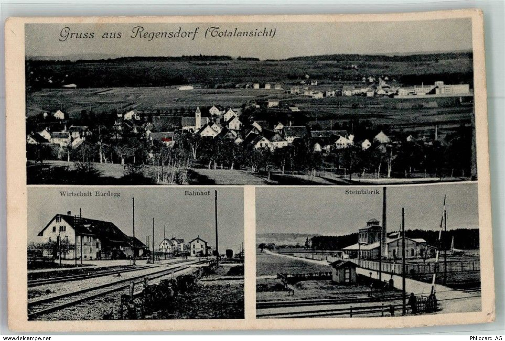 8105 Regensdorf Foto AK Stein- Fabrik Gasthaus Hardegg Bahnhof - 13673410