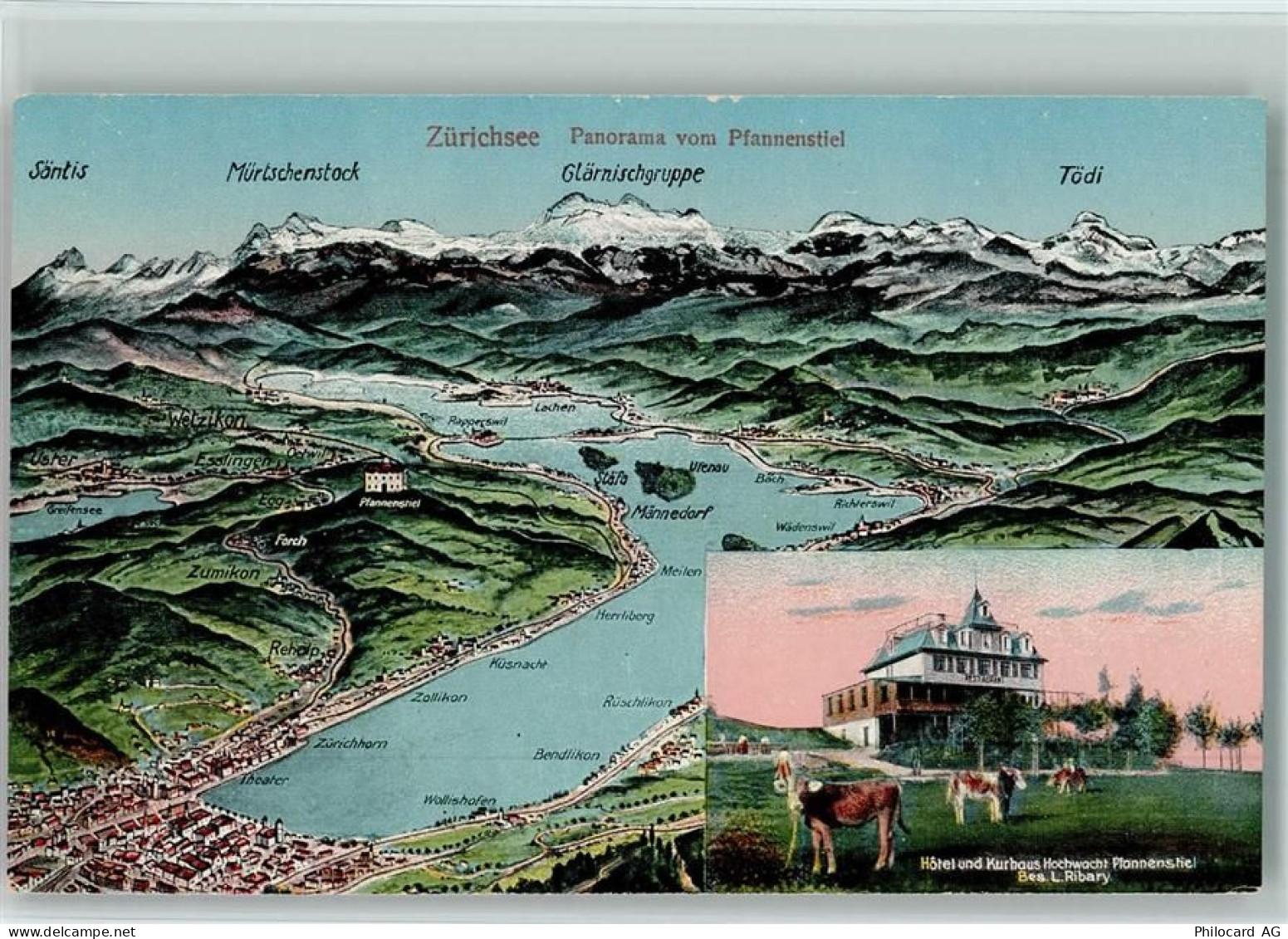 8132 Egg bei Zürich - Zürichsee-Panorama vom Pfannenstiel Hotel Kurhaus ... - 13110427