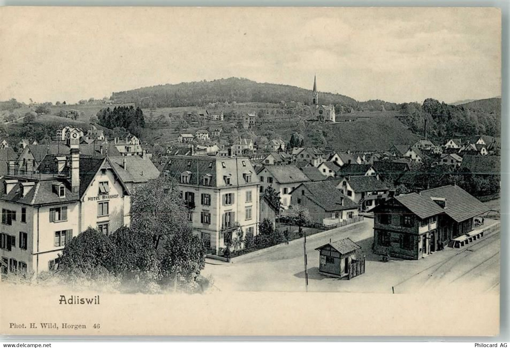 8134 Adliswil Foto AK Bahnhof Kirche - 13568253