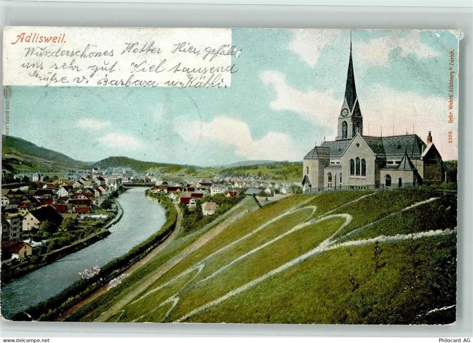 8134 Adliswil Gebrauchsspuren 1908 Lithographie - 13119597