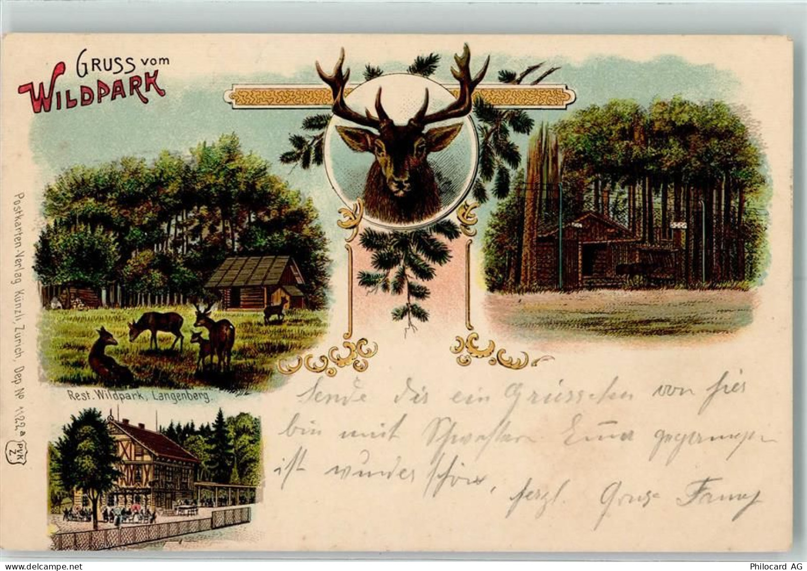 8135 Langnau am Albis 1906 Lithographie Wildpark Langenberg - 13414288