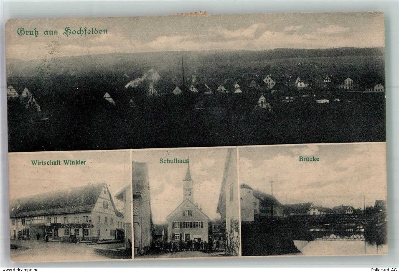 8182 Hochfelden 1922 Foto AK Gasthaus Winkler Schulhaus Brücke - 13597716