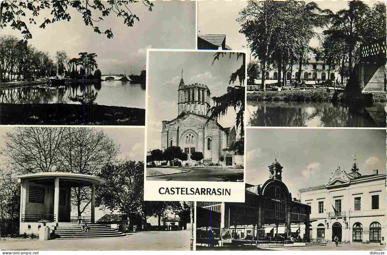 82 - Castelsarrasin - Multivues - Mention Photographie véritable - Carte Dentelée - CPSM format CPA - Oblitération - Voi