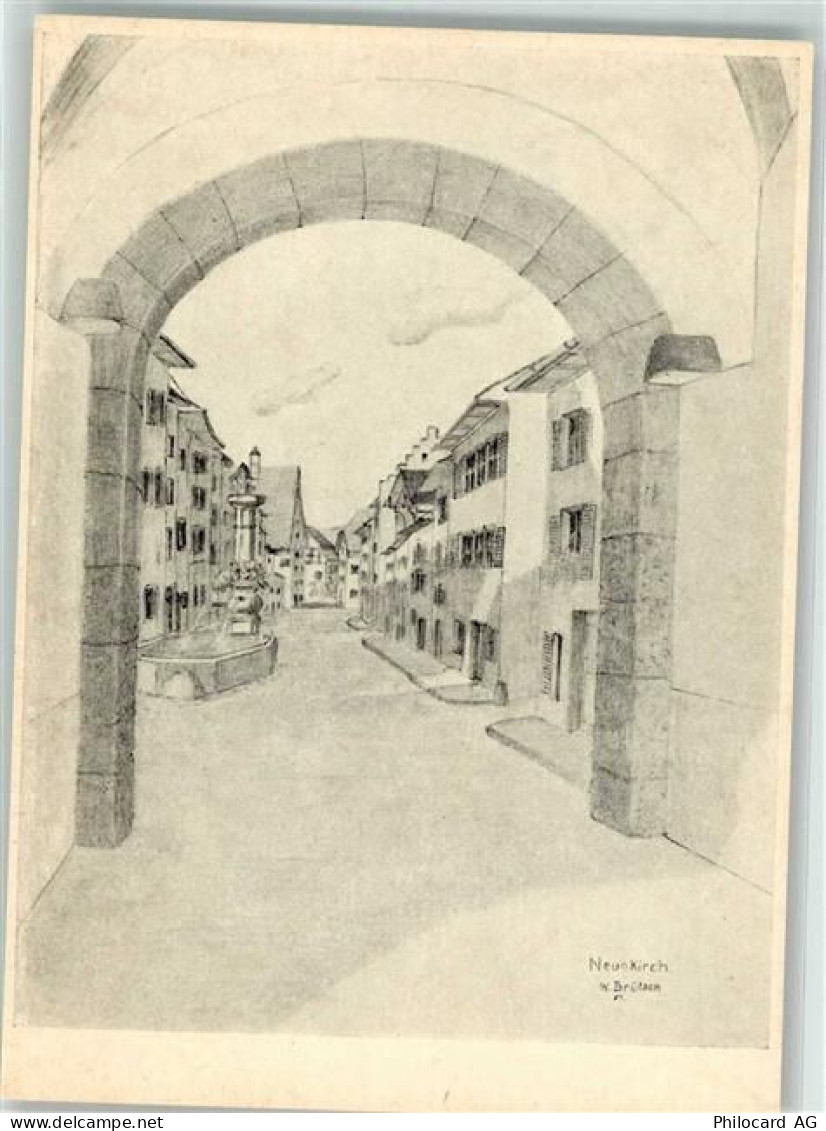 8213 Neunkirch Radierung Stadtplatz von Neunkirch sign. W.Brütsch - 10664478
