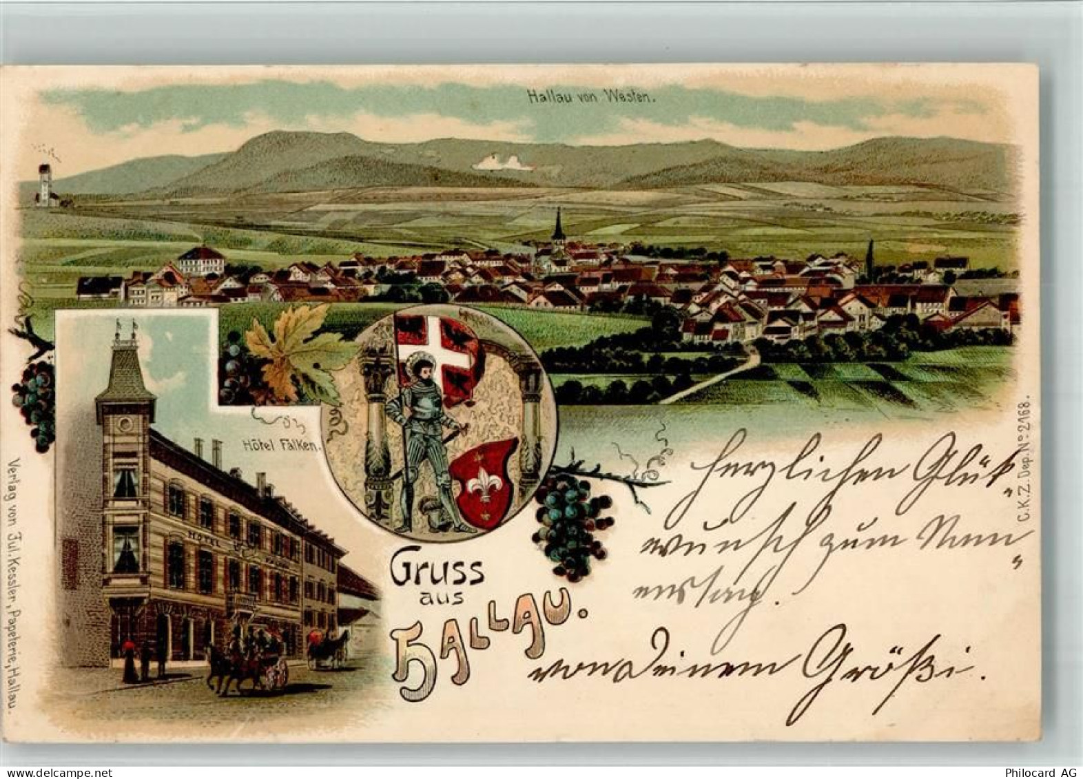 8215 Hallau BOAKC Lithographie Hotel Falken Verlag Künzli Nr 2168 - 13702440