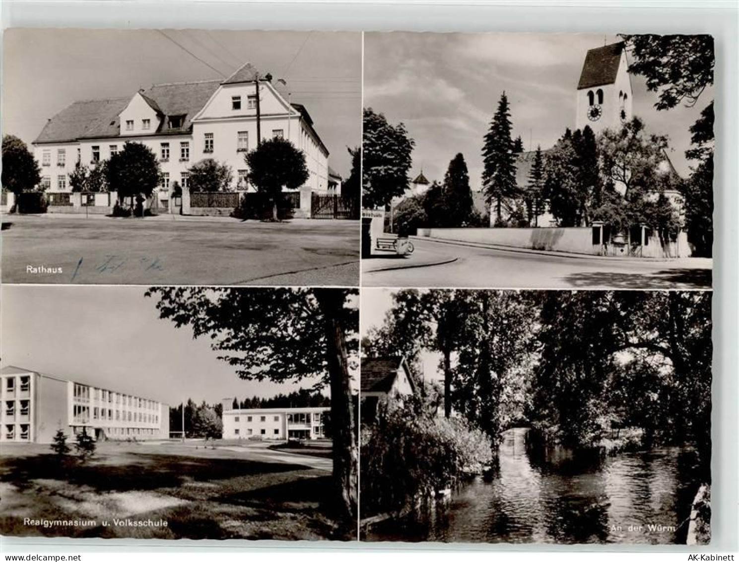 82166 W8032 Gräfelfing - Rathaus Kirche Würm Schule - 52194729