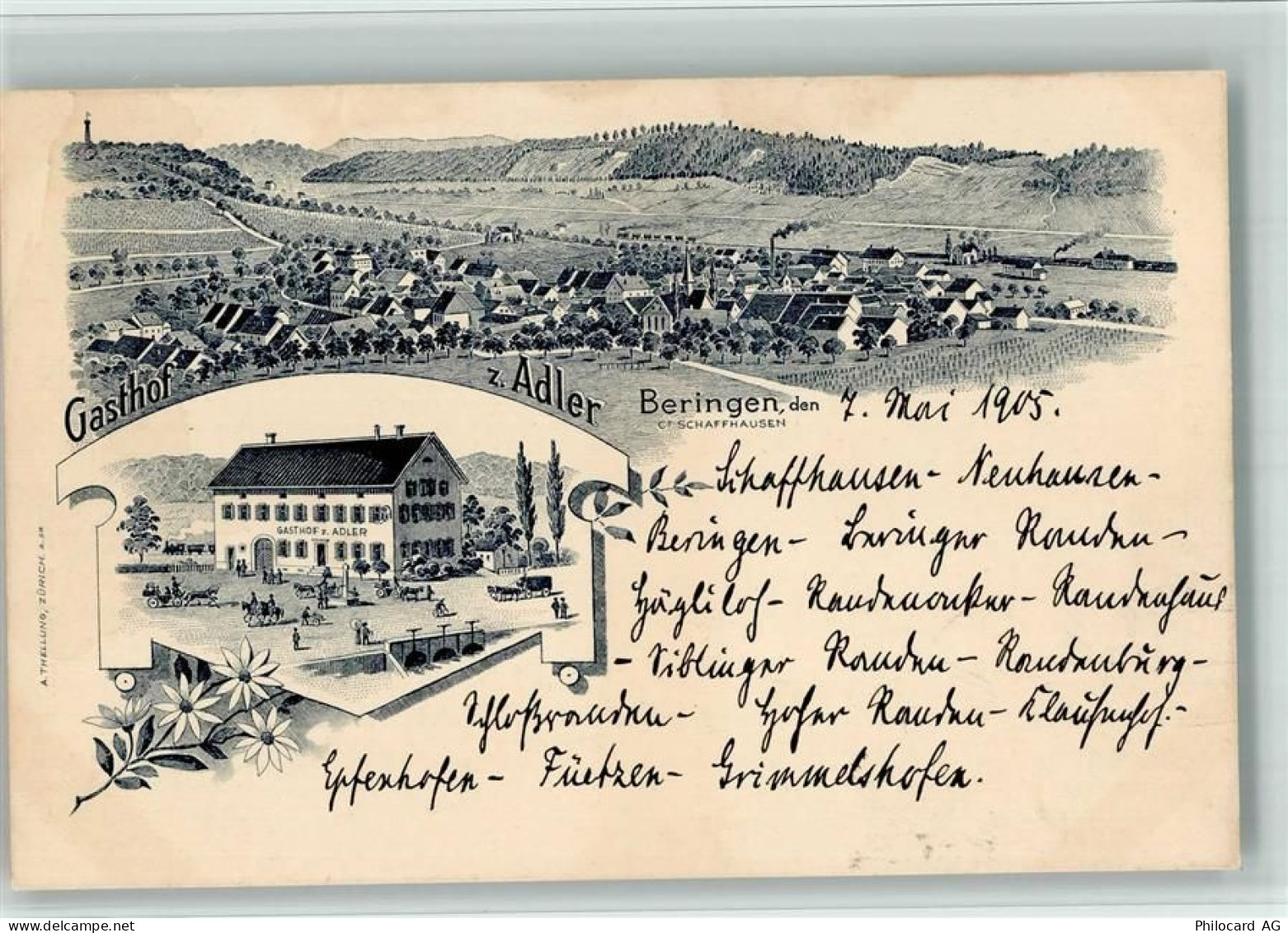 8222 Beringen 1905 BOAKC Lithographie Gasthaus Zum Adler Vorläufer - 13702809