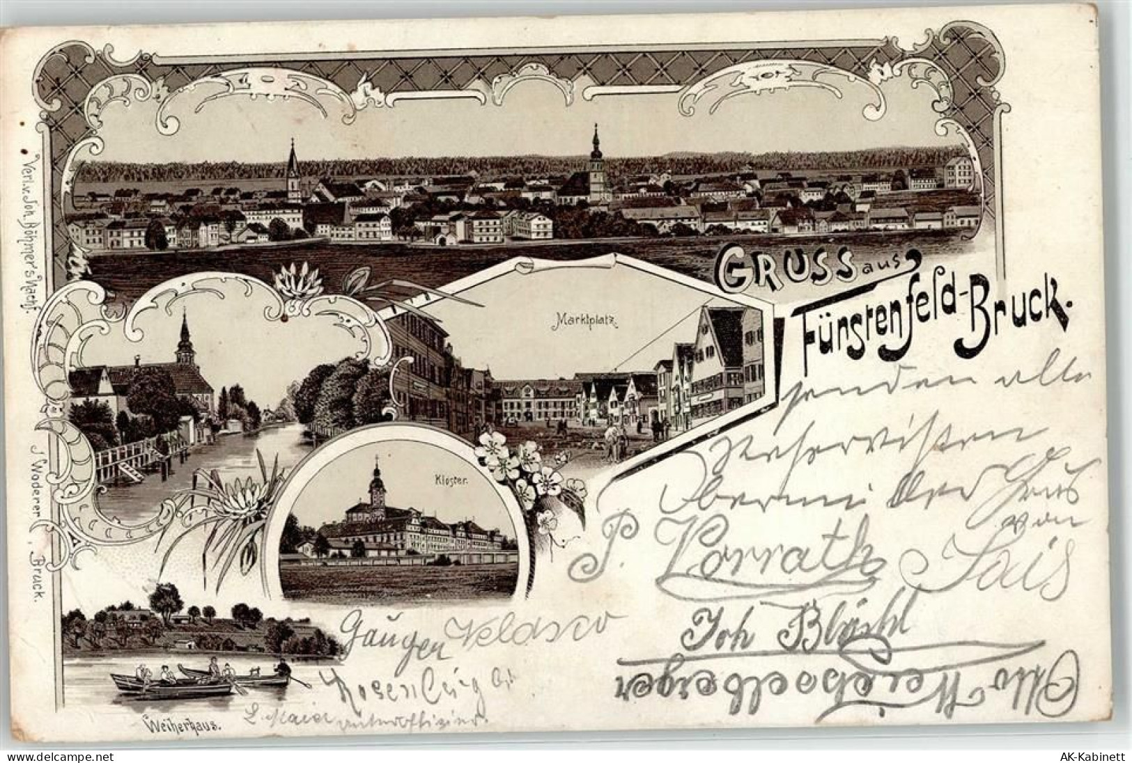 82256 W8080 Fürstenfeldbruck 1898 - Marktplatz Weiherhaus Kloster Ruderb... - 52095485