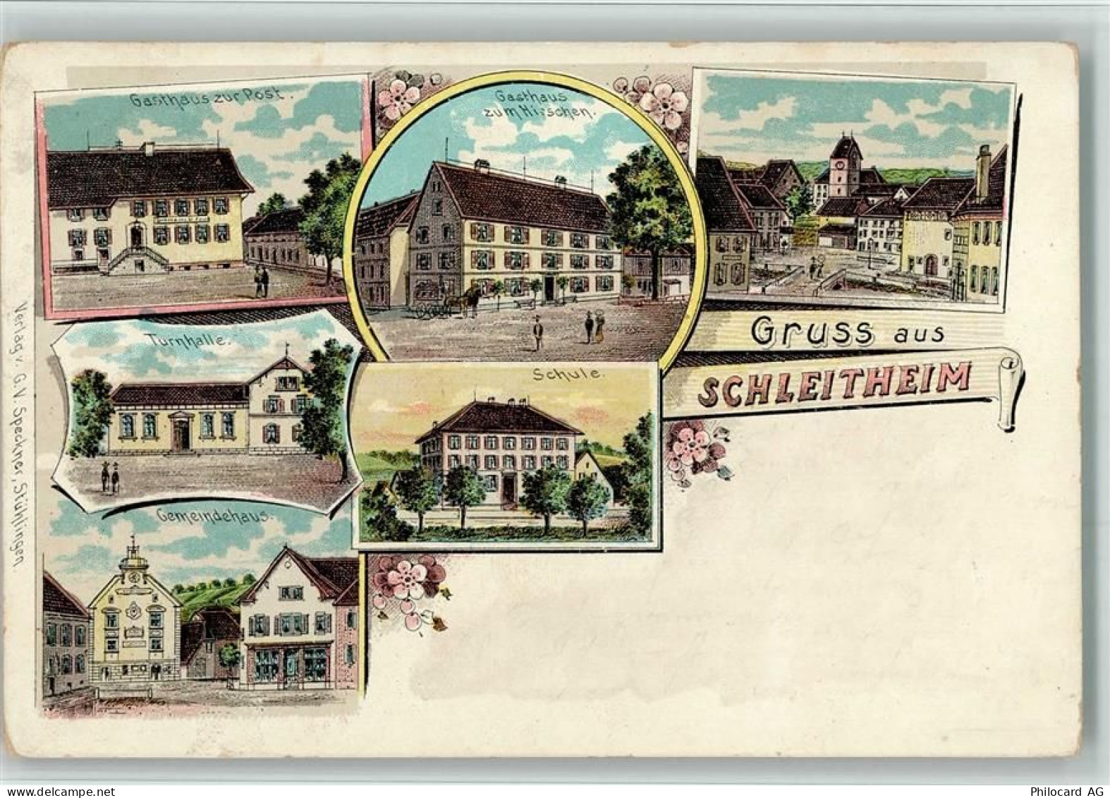 8226 Schleitheim 1903 BOAKC Turnhalle Gasthaus Post u. Hirschen Lithogra... - 13700227