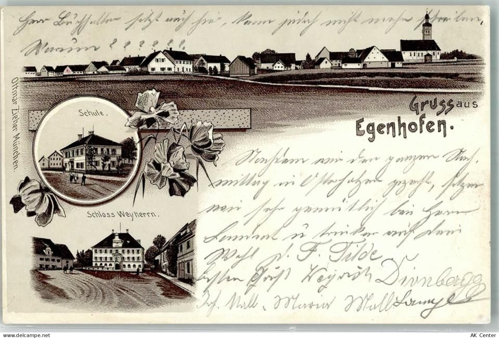 82281 W8081 Egenhofen , Kr Fürstenfeldbruck Lithographie Schloß Weyherrn... - 13639976