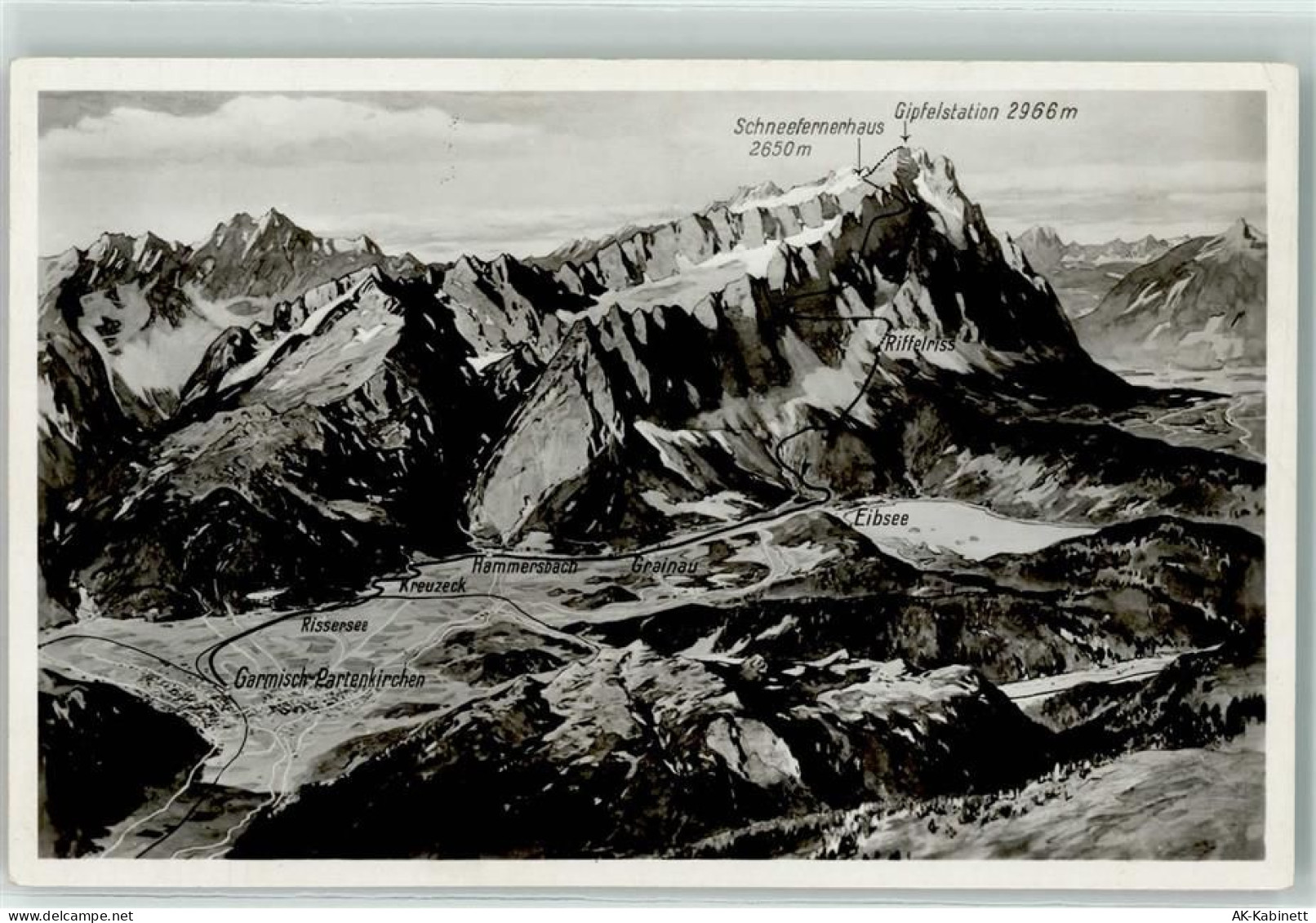 82467 W8100 Garmisch-Partenkirchen Relief AK Vogelschau - 39305952