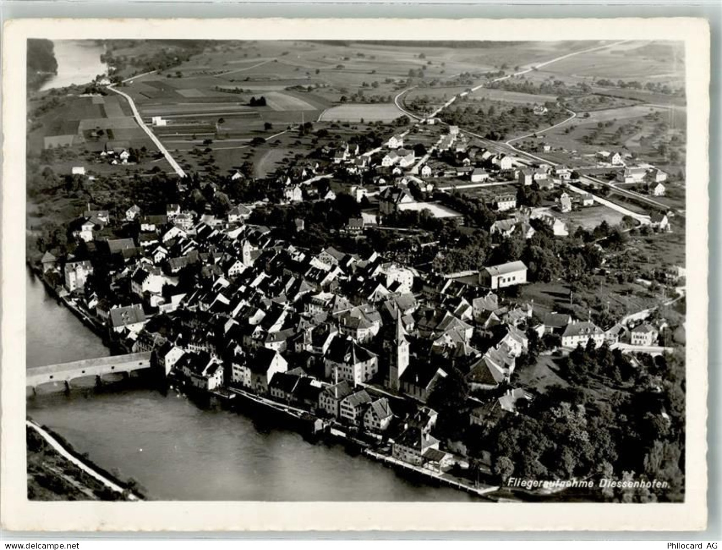 8253 Diessenhofen 1959 Foto AK Fliegeraufnahme Bahnpost Zug 4824 - 38071858