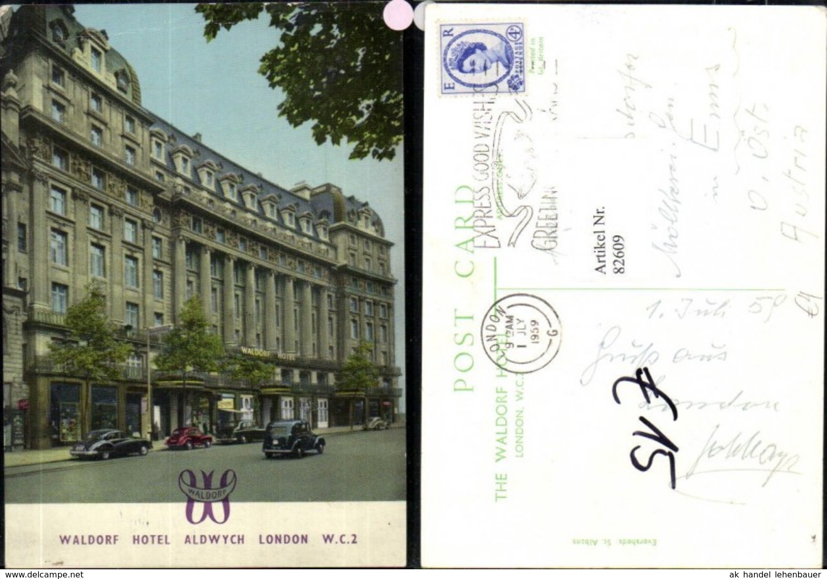 82609,Waldorf hotel Londen Detailansicht Oldtimer Auto