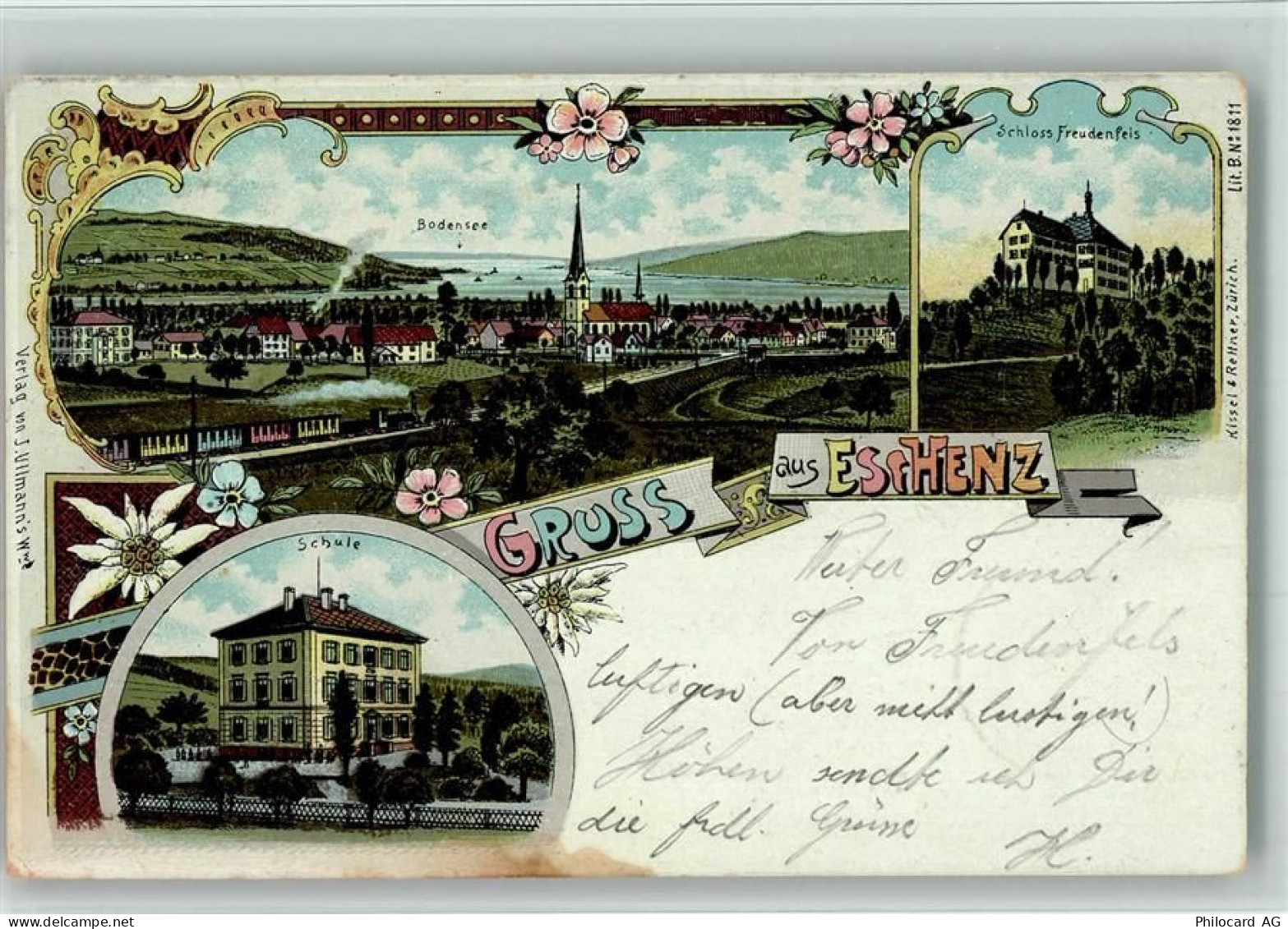 8264 Eschenz 1902 BOAKC Eisenbahn Schule Lithographie - 13700035