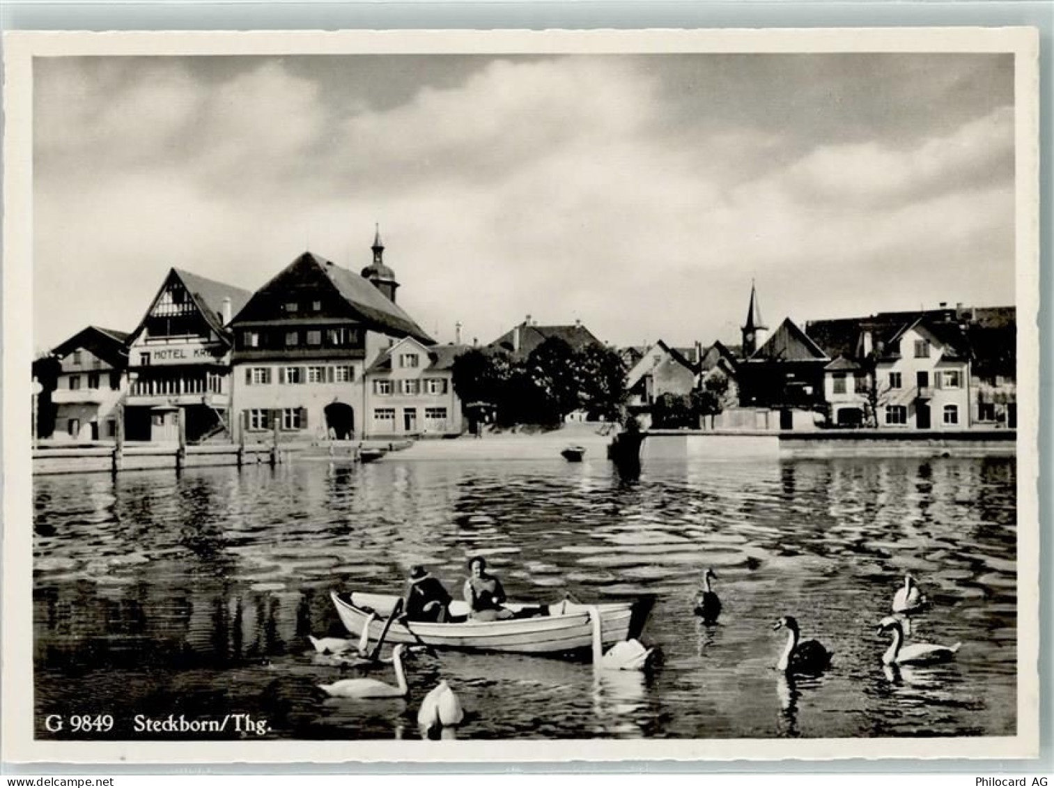 8266 Steckborn Gebrauchsspuren Ruderboot Schwäne - 13146116