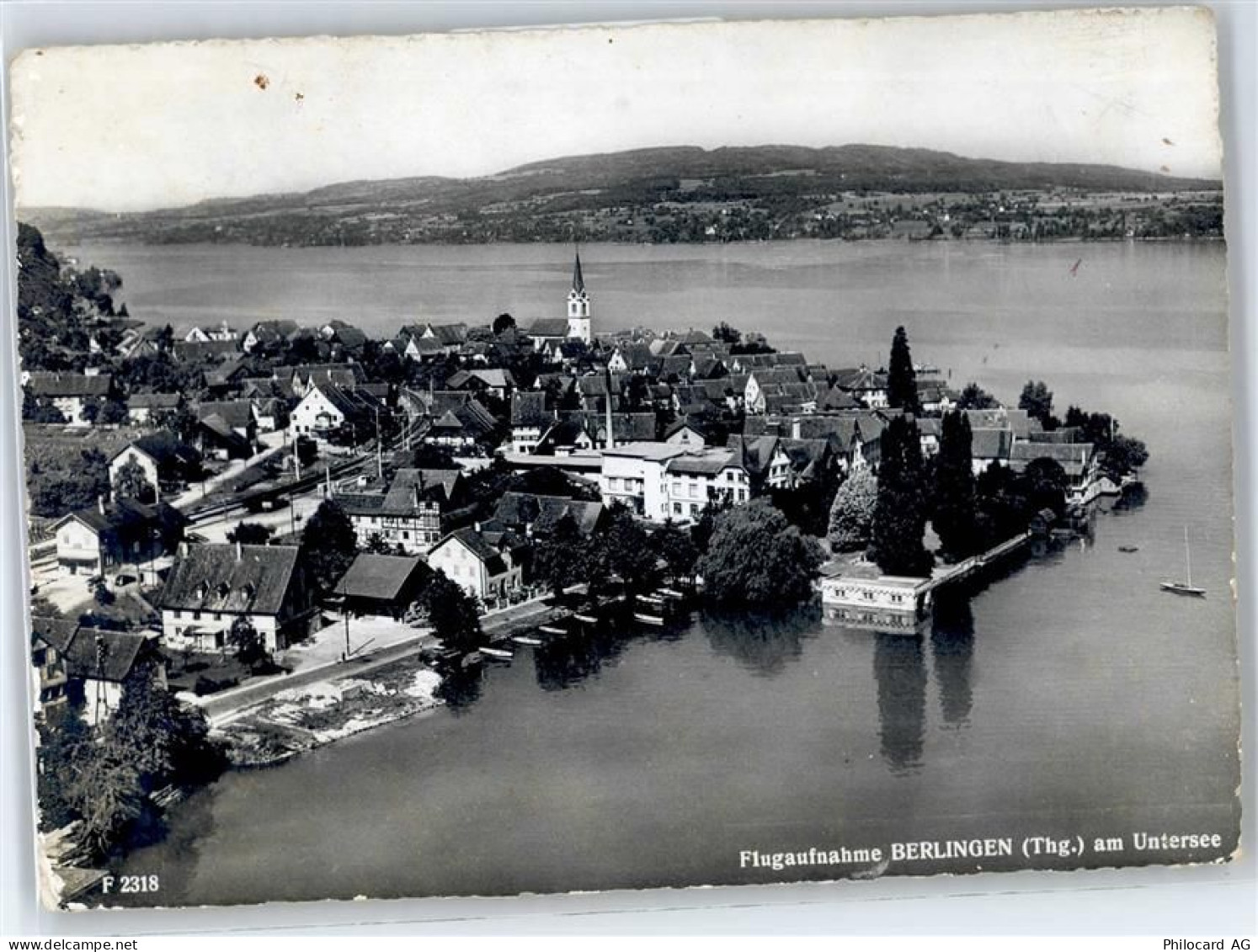 8267 Berlingen - Fliegeraufnahme, Ortsansicht, Kirche, Bodensee - 51074274