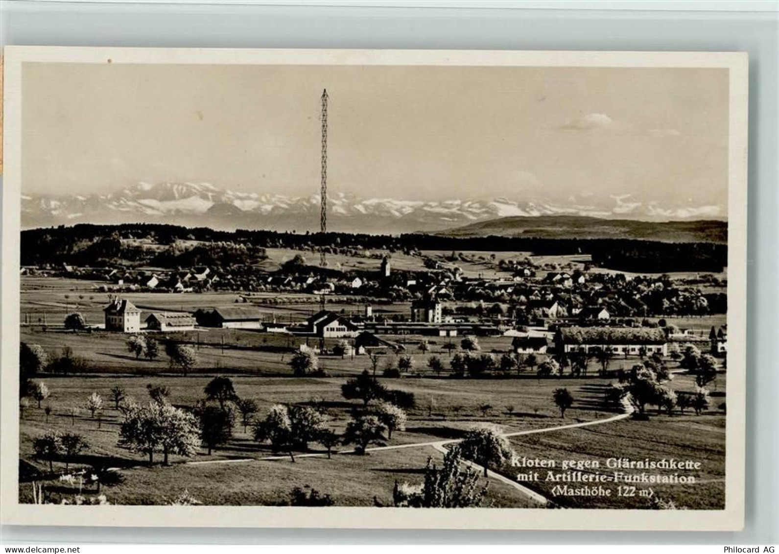 8302 Kloten - Kloten gegen Glärnsichkette mit Artillerie-Funkstation - 13218254