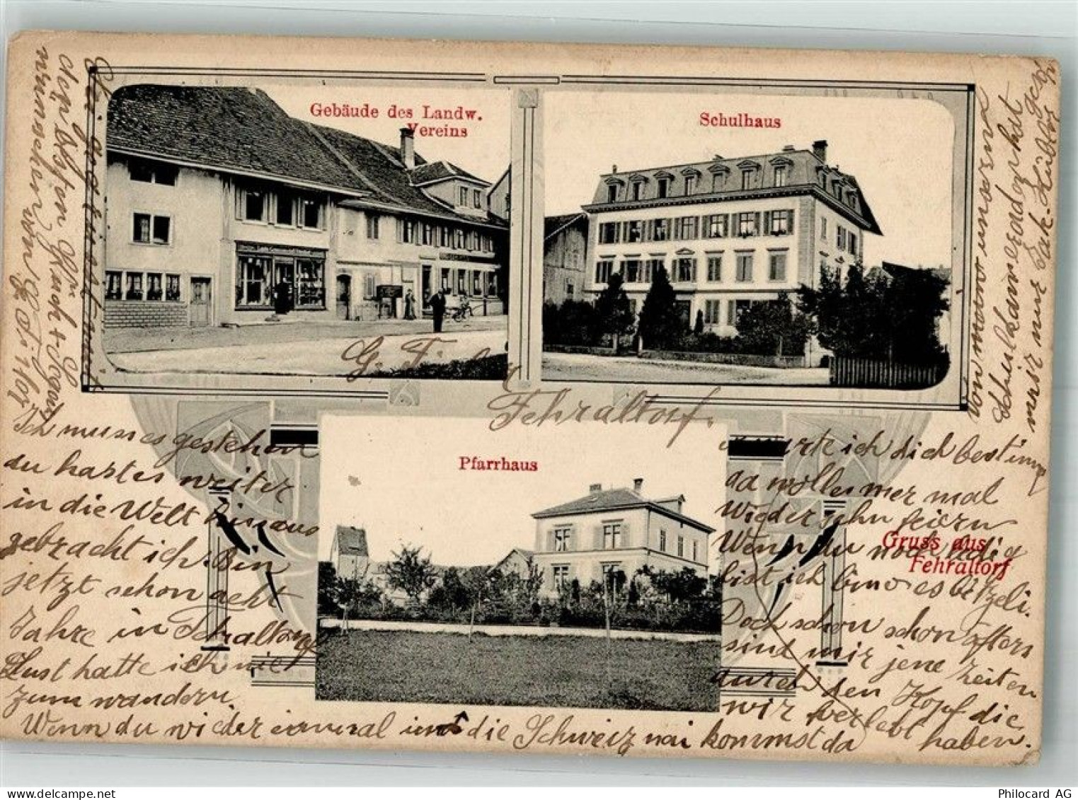 8320 Fehraltorf 1910 Foto AK Gebäude des Landw.Vereins Geschäft Pfarrhau... - 13585981