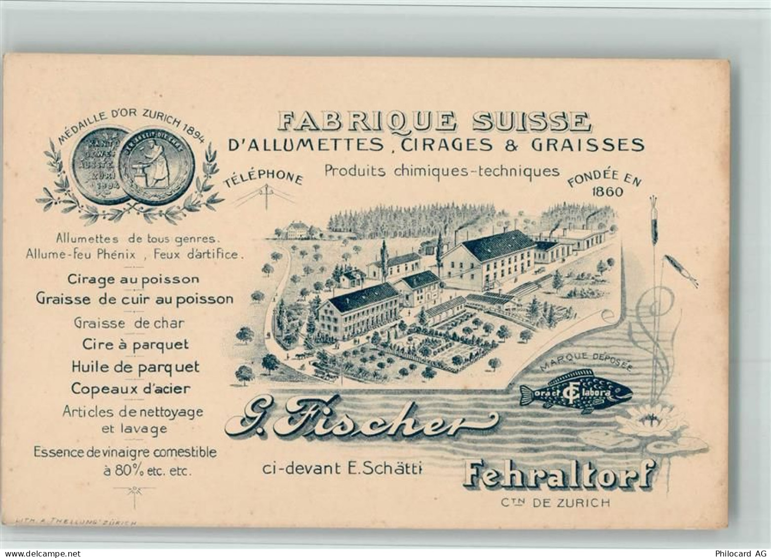 8320 Fehraltorf BOAKC Fabrik Fischer Vorläufer Druck um 1890 - 13700259
