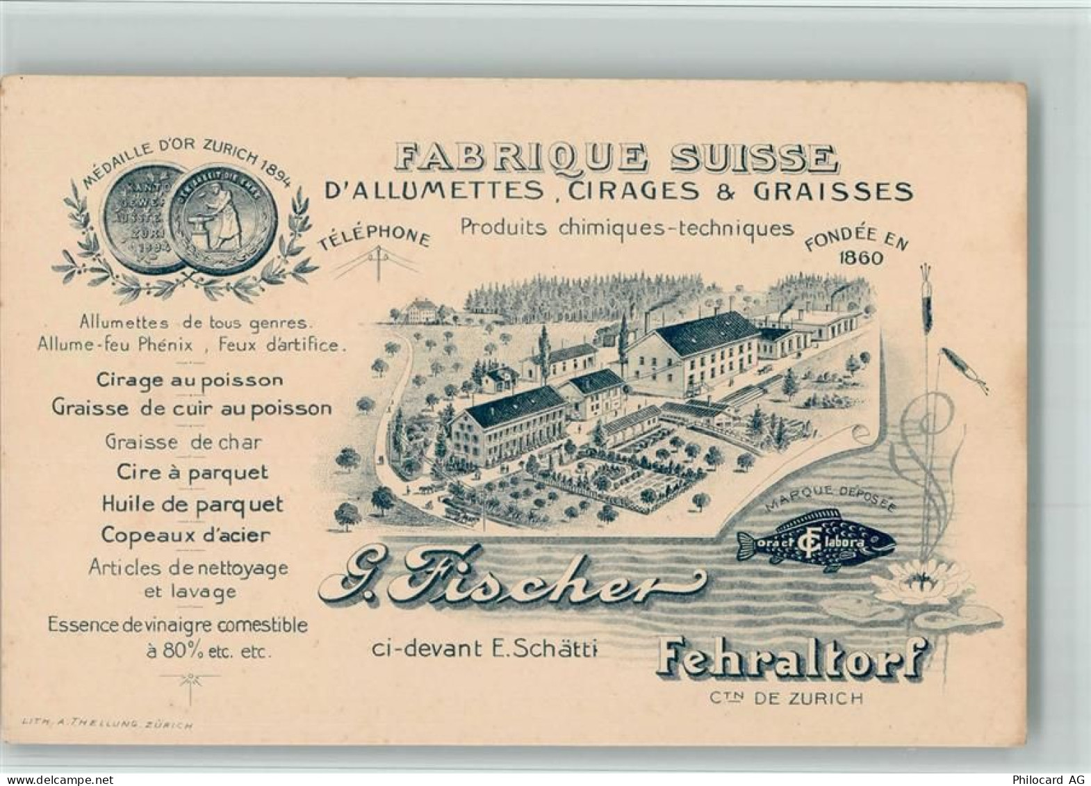 8320 Fehraltorf BOAKC Fabrik Fischer Vorläufer Druck um 1890 - 13700389