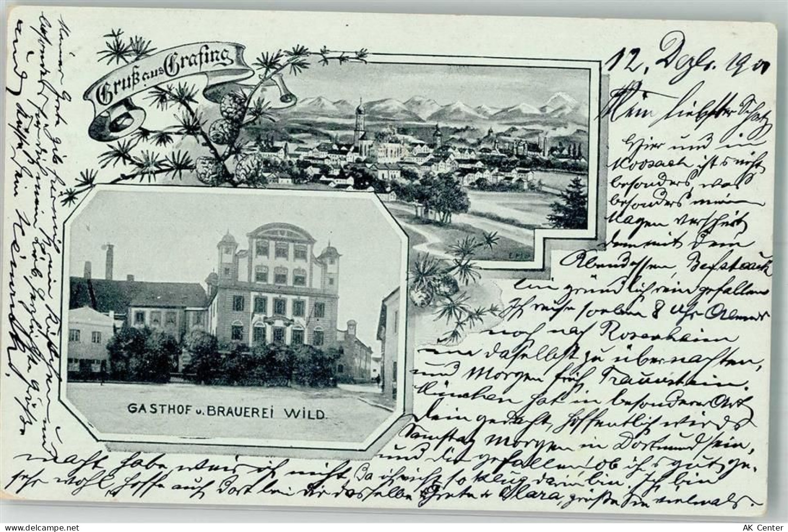 83224 W8215 Grafing , Chiemgau 1900 - Gasthaus-Brauerei Wild sign. E. Mo... - 13637109