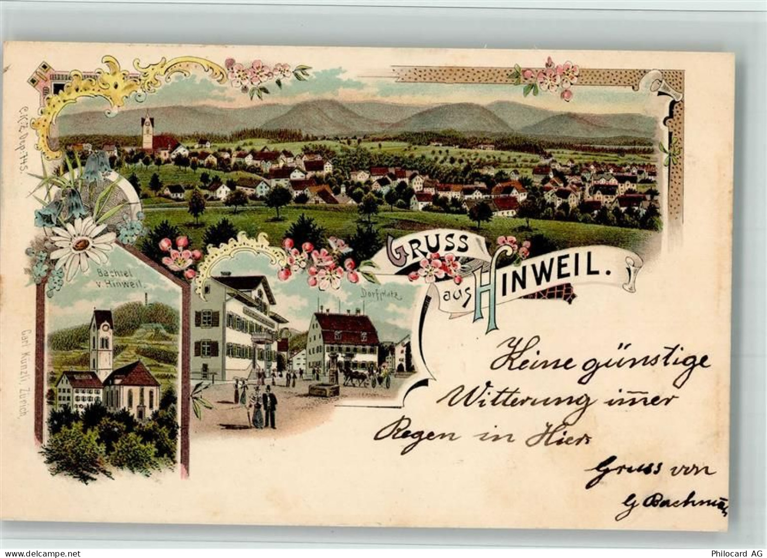 8340 Hinwil 1900 BOAKC mit Bachtel Lithographie - 13700448