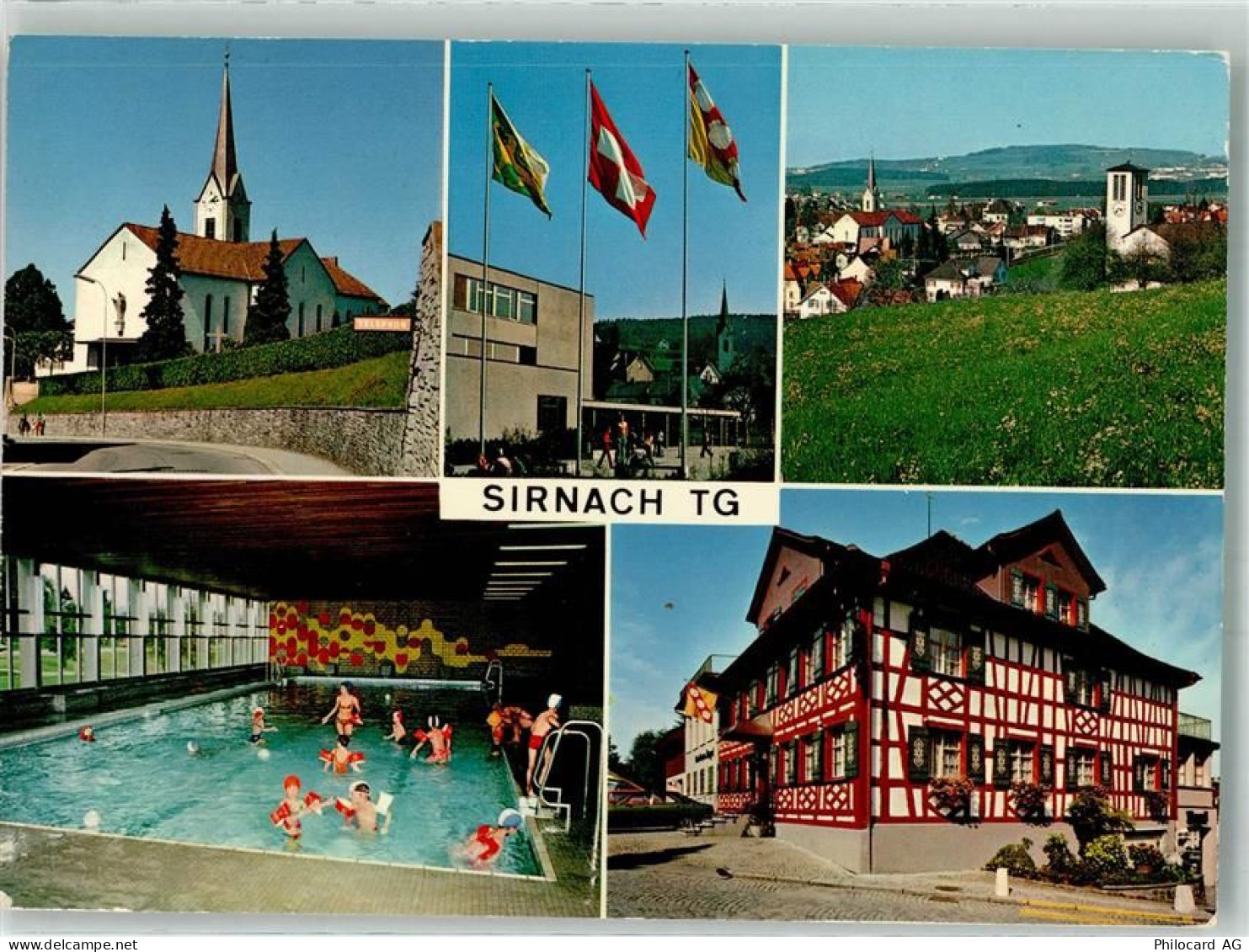8370 Sirnach 1977 Foto AK Kirche Schwimmbad - 38071762