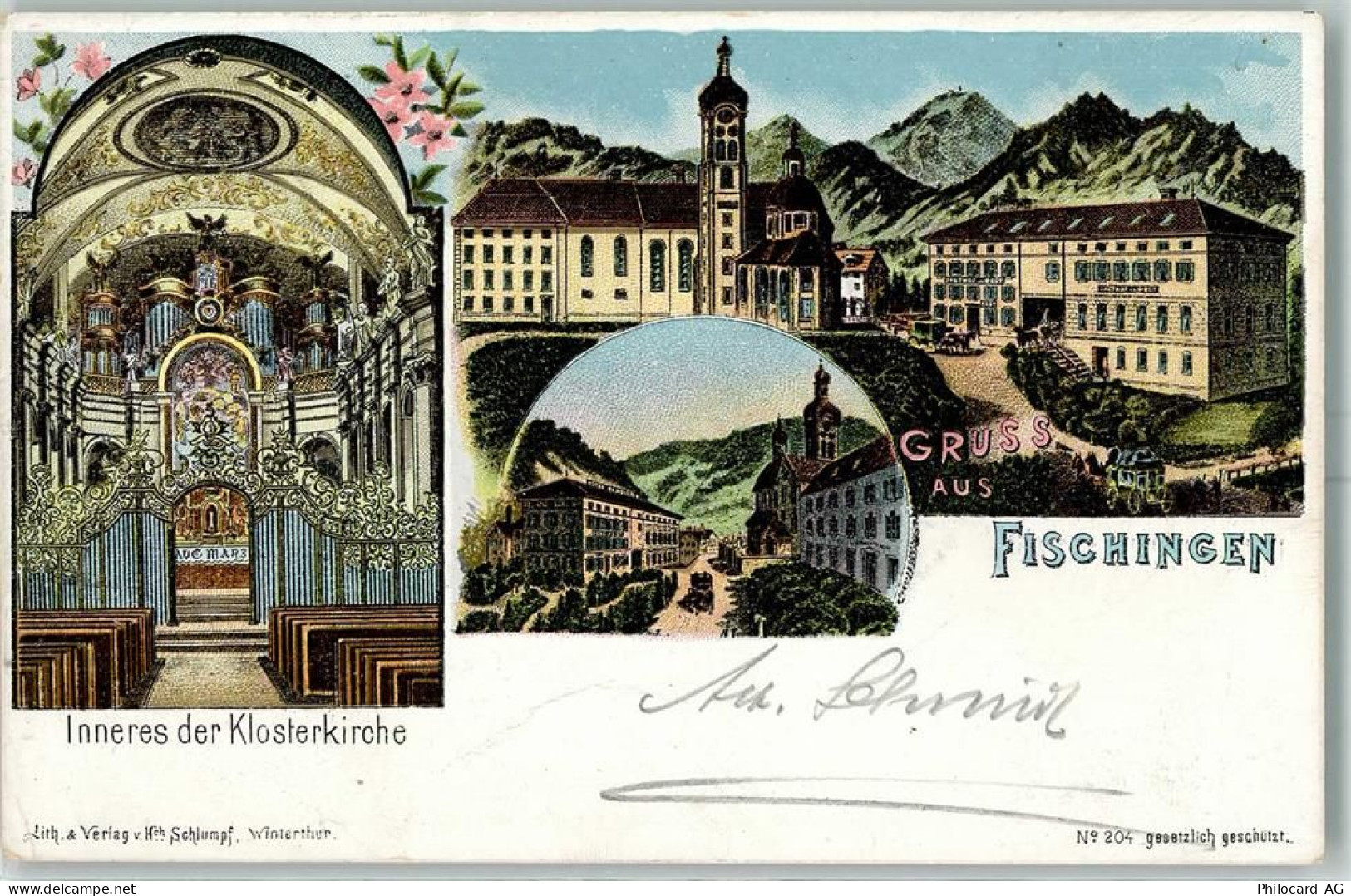 8376 Fischingen 1900 Lithographie Klosterkirche - 13601175