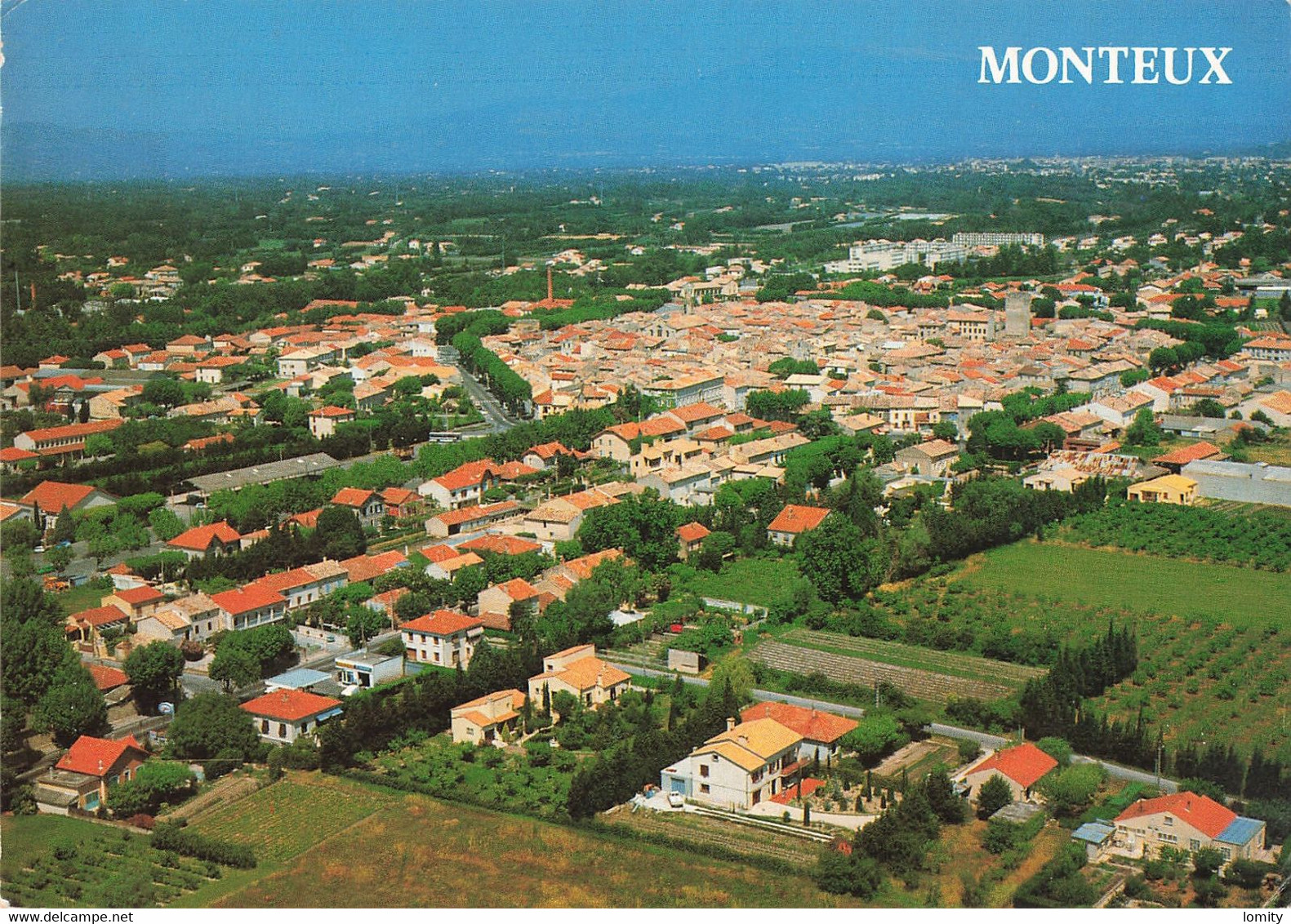 84 Monteux vue générale cachet flamme oblitération Monteux feu d' artifice 1986