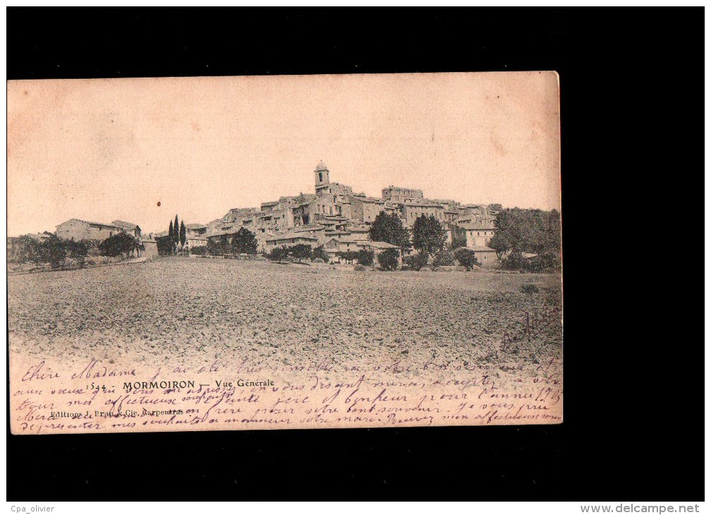 84 MORMOIRON Vue Générale, ed Brun 1544, 1905, dos 1900