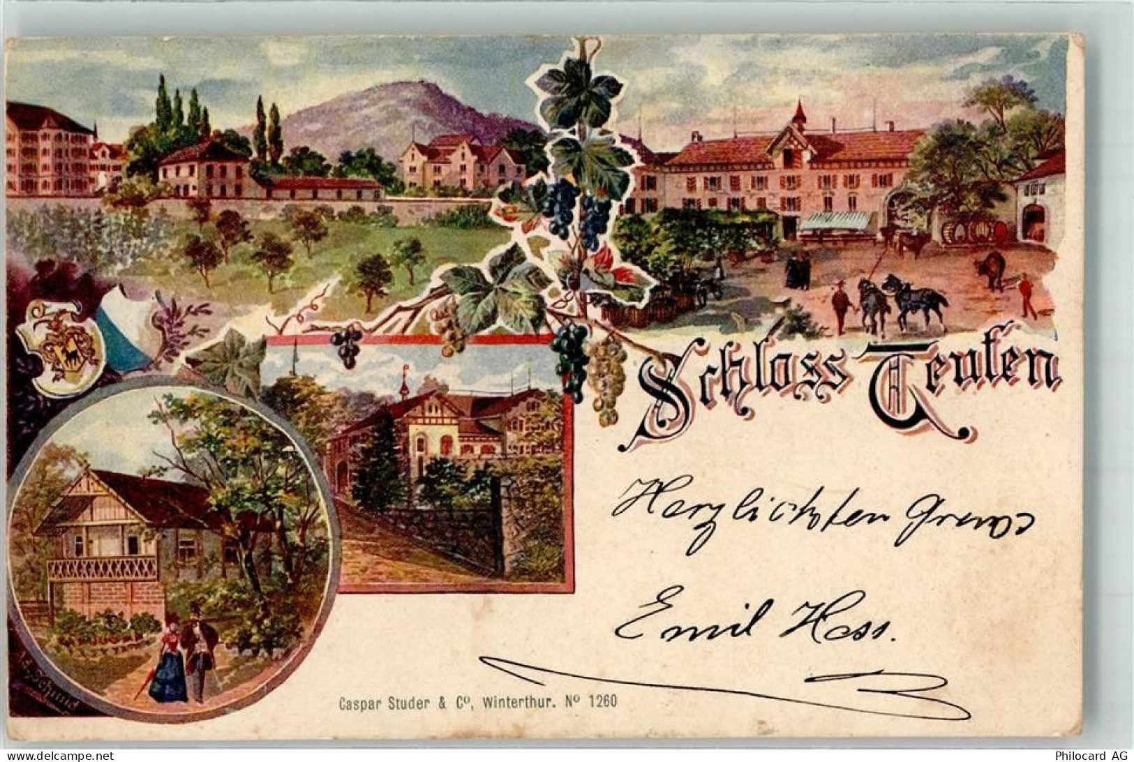 8428 Teufen ZH 1901 Lithographie sign Schmid Ad. Schloss - 13517779