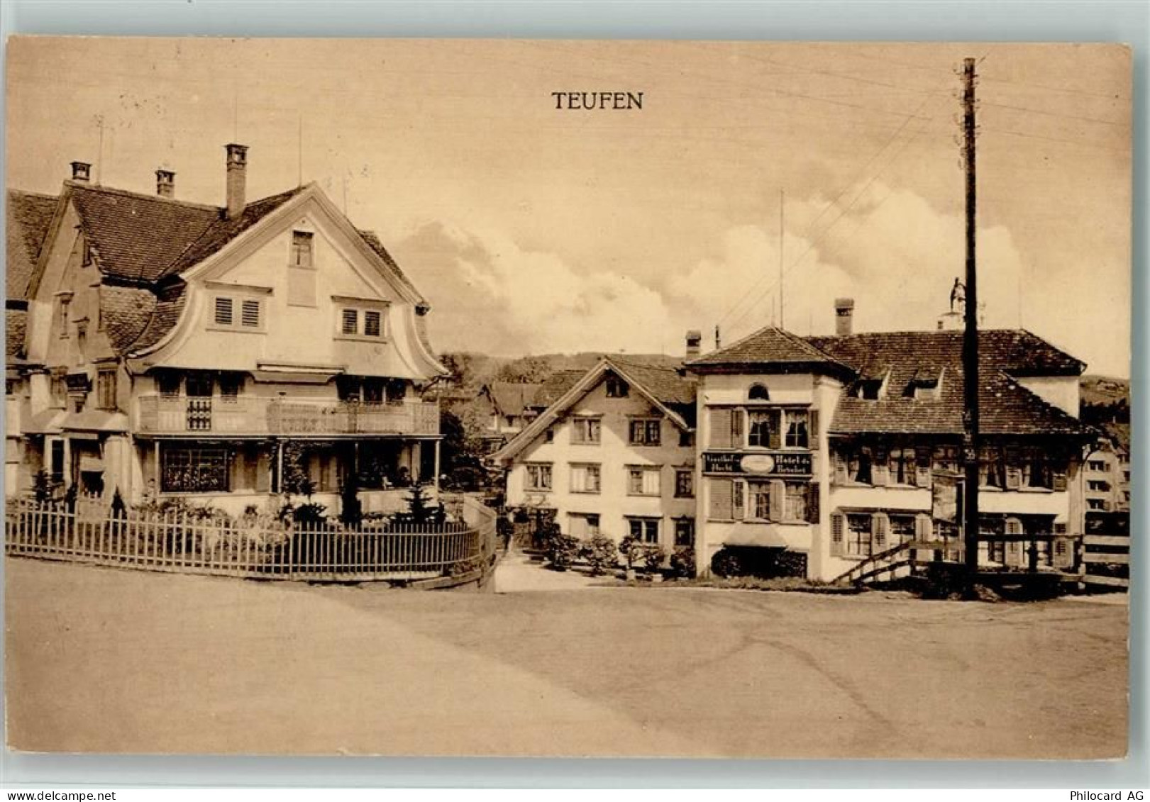 8428 Teufen ZH 1916 - Straßenbild mit Hotel AK - 13208614